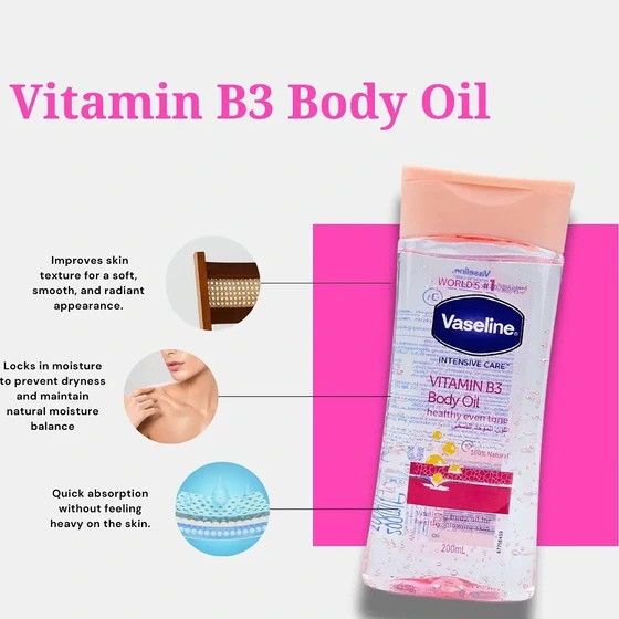 روغن بدن وازلین روشن کننده ویتامین B3